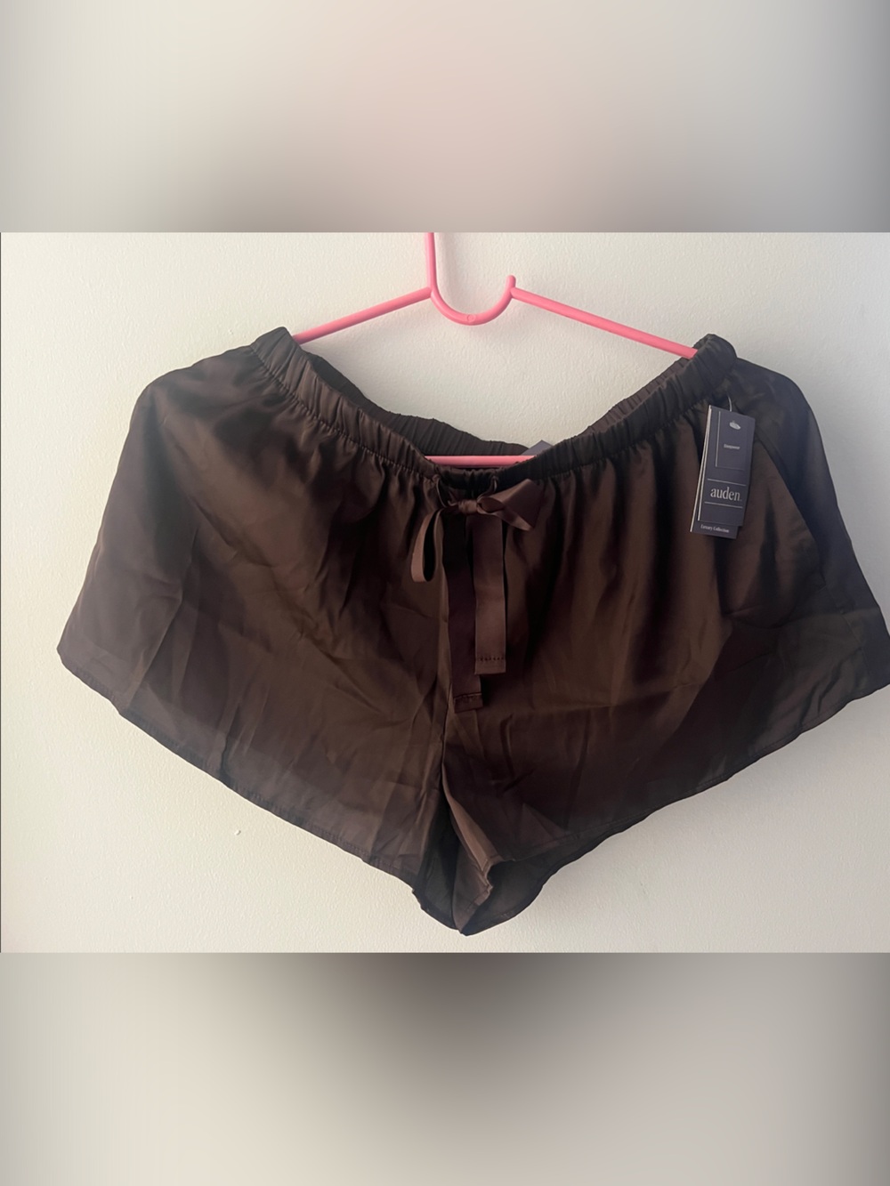 Brown Satin Lounge Shorts